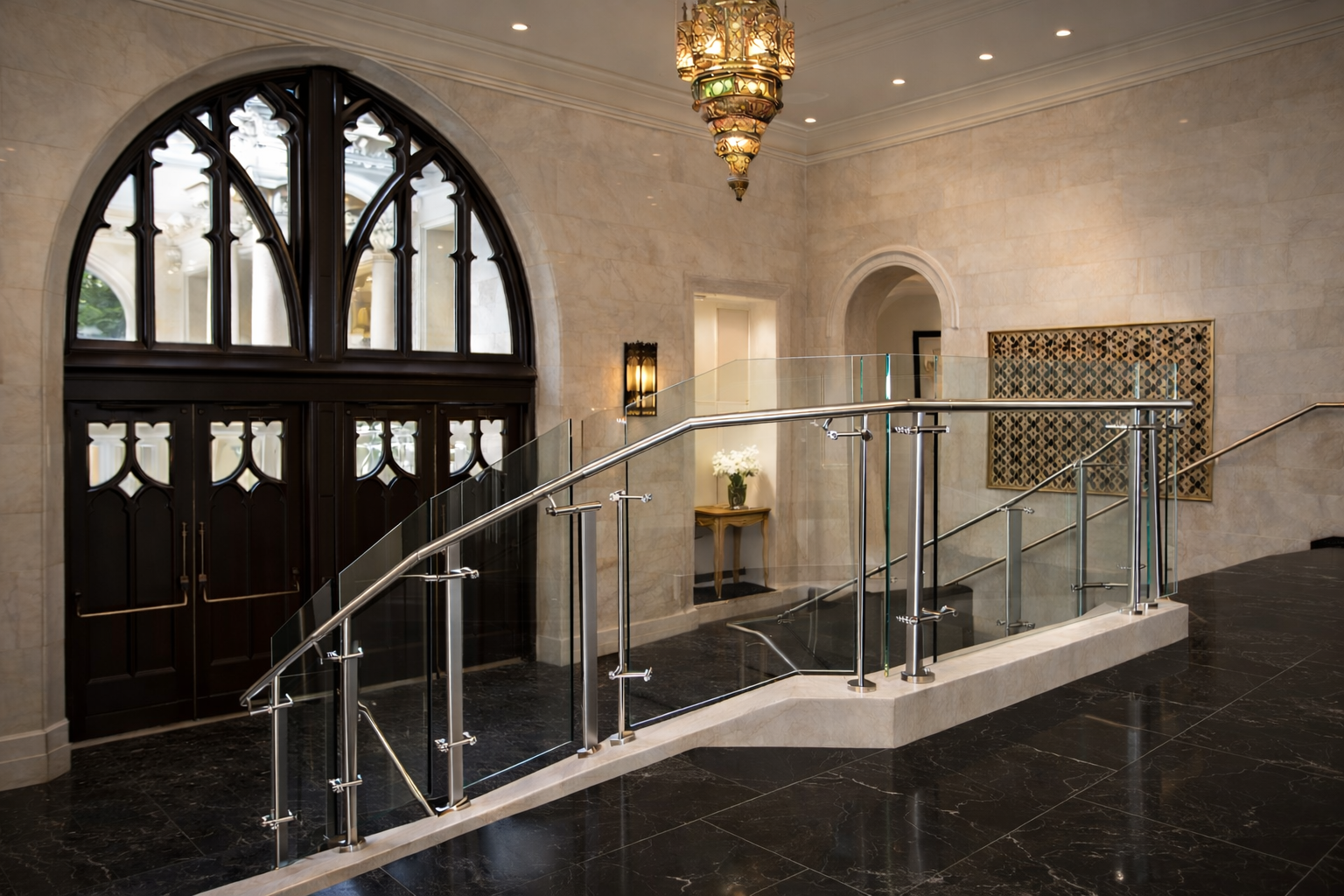 Elliptical Balustrade With Glass